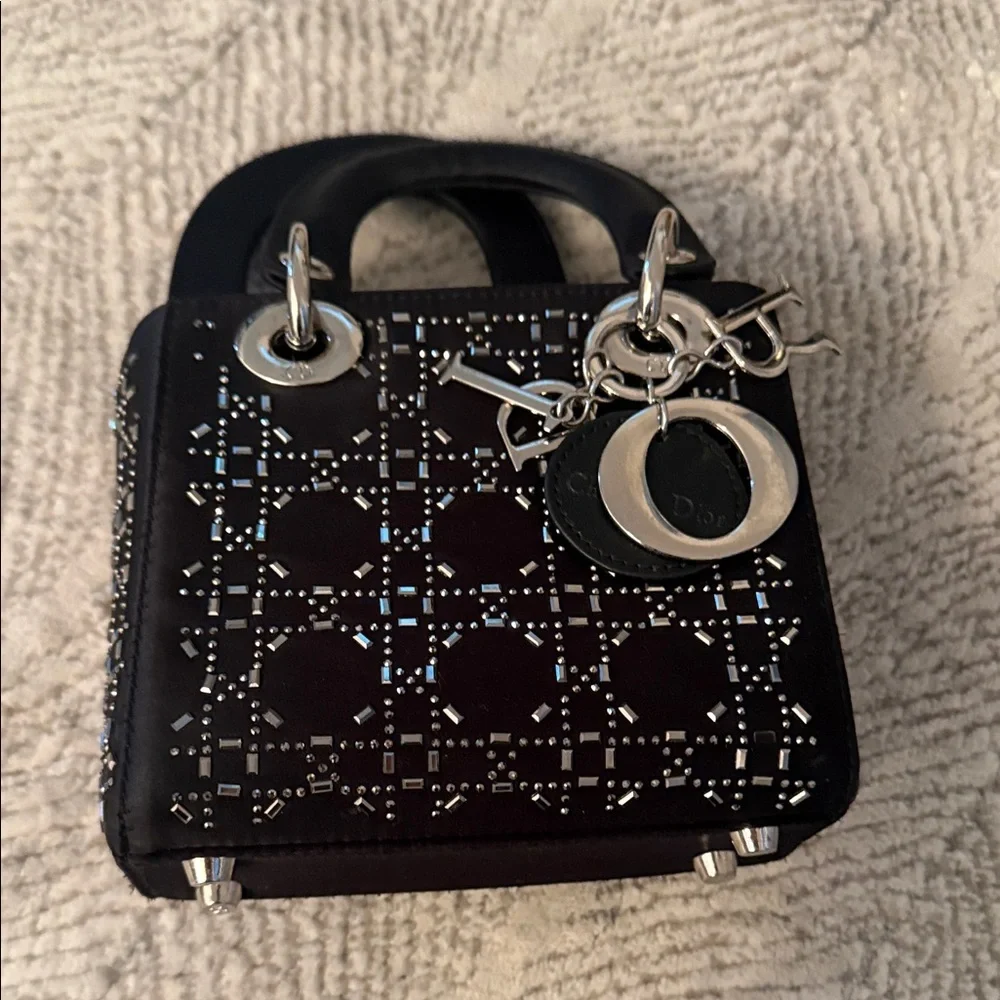 Black Handbag with Silver Sparkling Accents - Picture 3 of 13